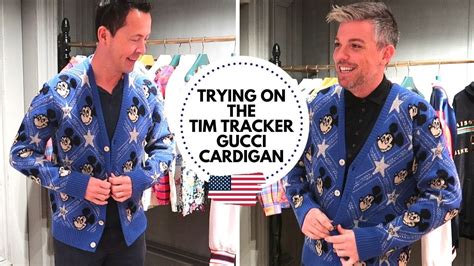 tim tracker gucci sweater|TRYING ON THE TIM TRACKER MICKEY GUCCI CARDIGAN.